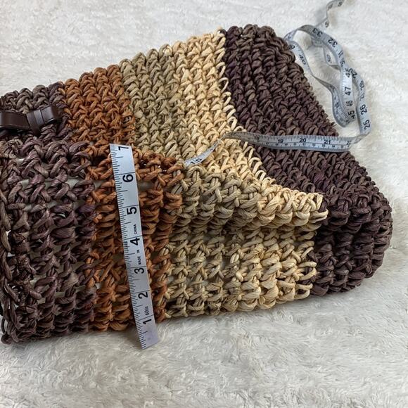 Unbranded Large tiered color rattan triangle shoulder bag - Picture 7 of 10